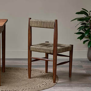 Nkuku Raunak Washed Walnut Acacia Woven Dining Chair